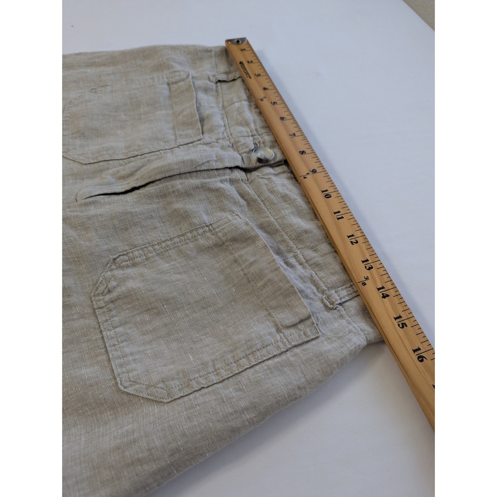 Quince Linen Patch Pocket Wide Leg Pants Womens 8 Flax Beige Minimalist Boho - Picture 7 of 10